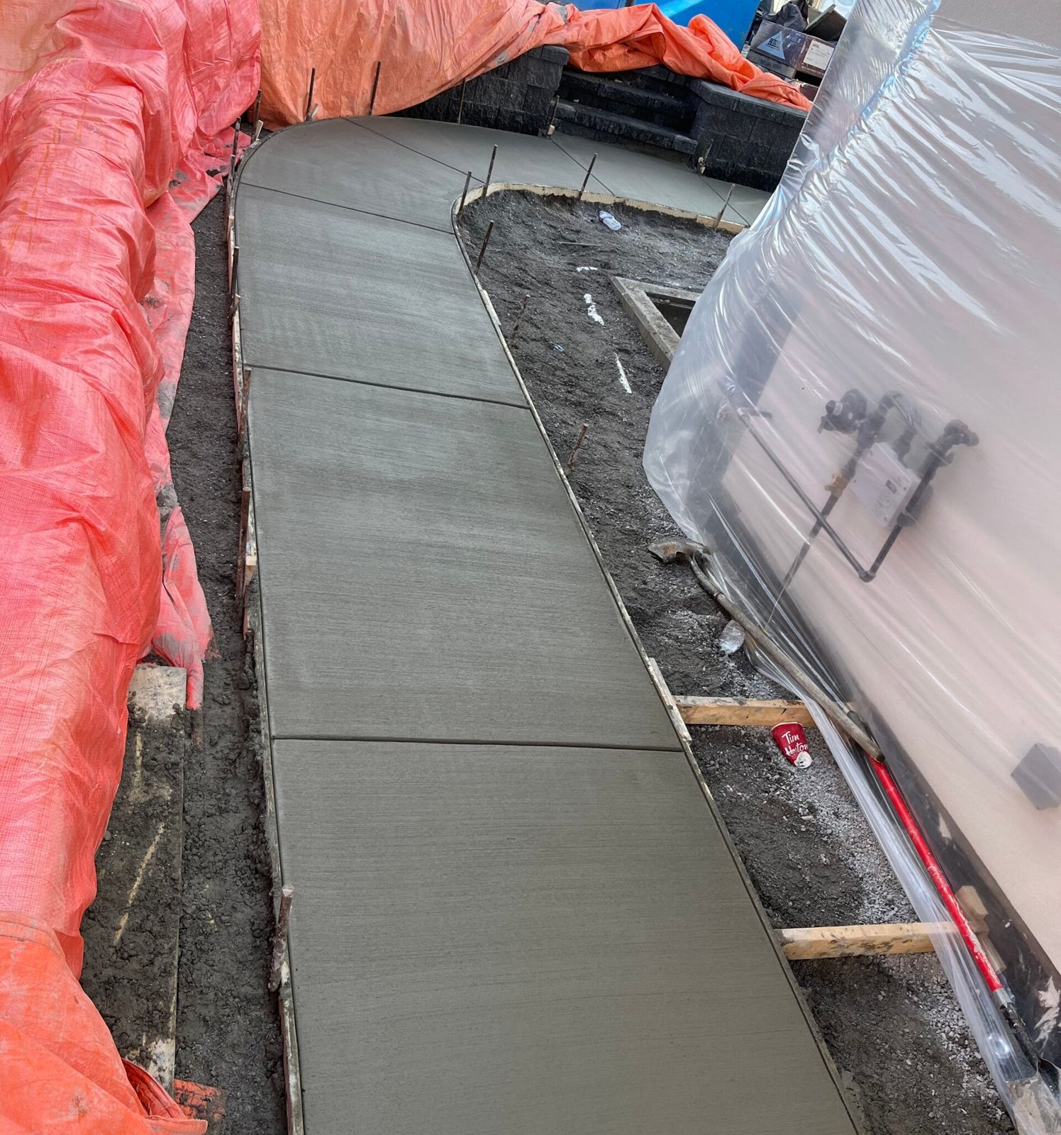 Fresh concrete pour